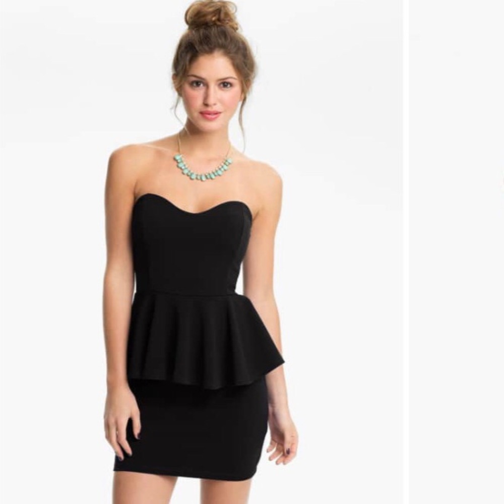 Lush Strapless Peplum Dress